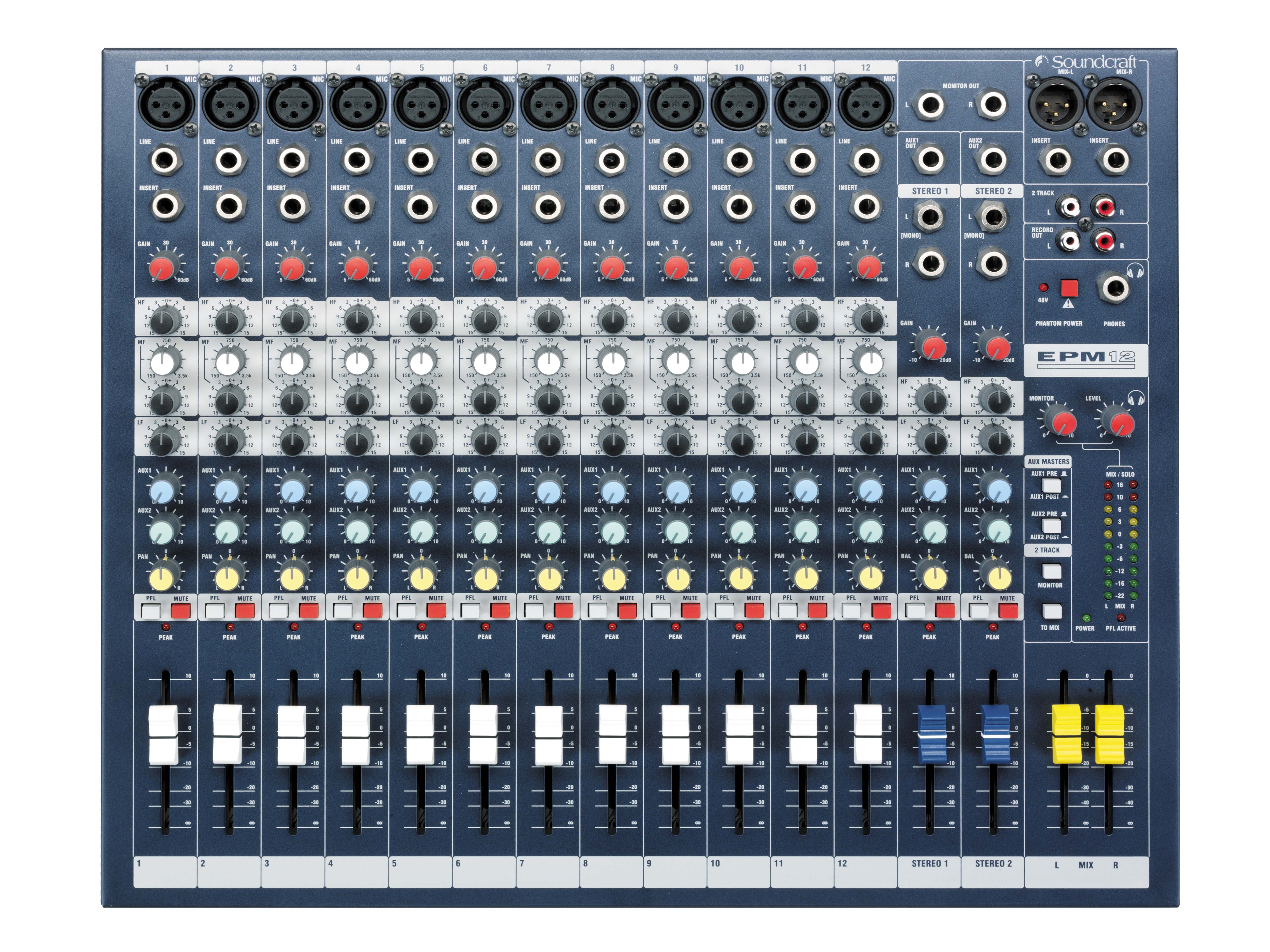 Soundcraft 声艺 EPM12 12 路模拟调音台|GB30 话放专业模拟混音台 | 徐州音响工程 | 江苏志昂音响工程有限公司