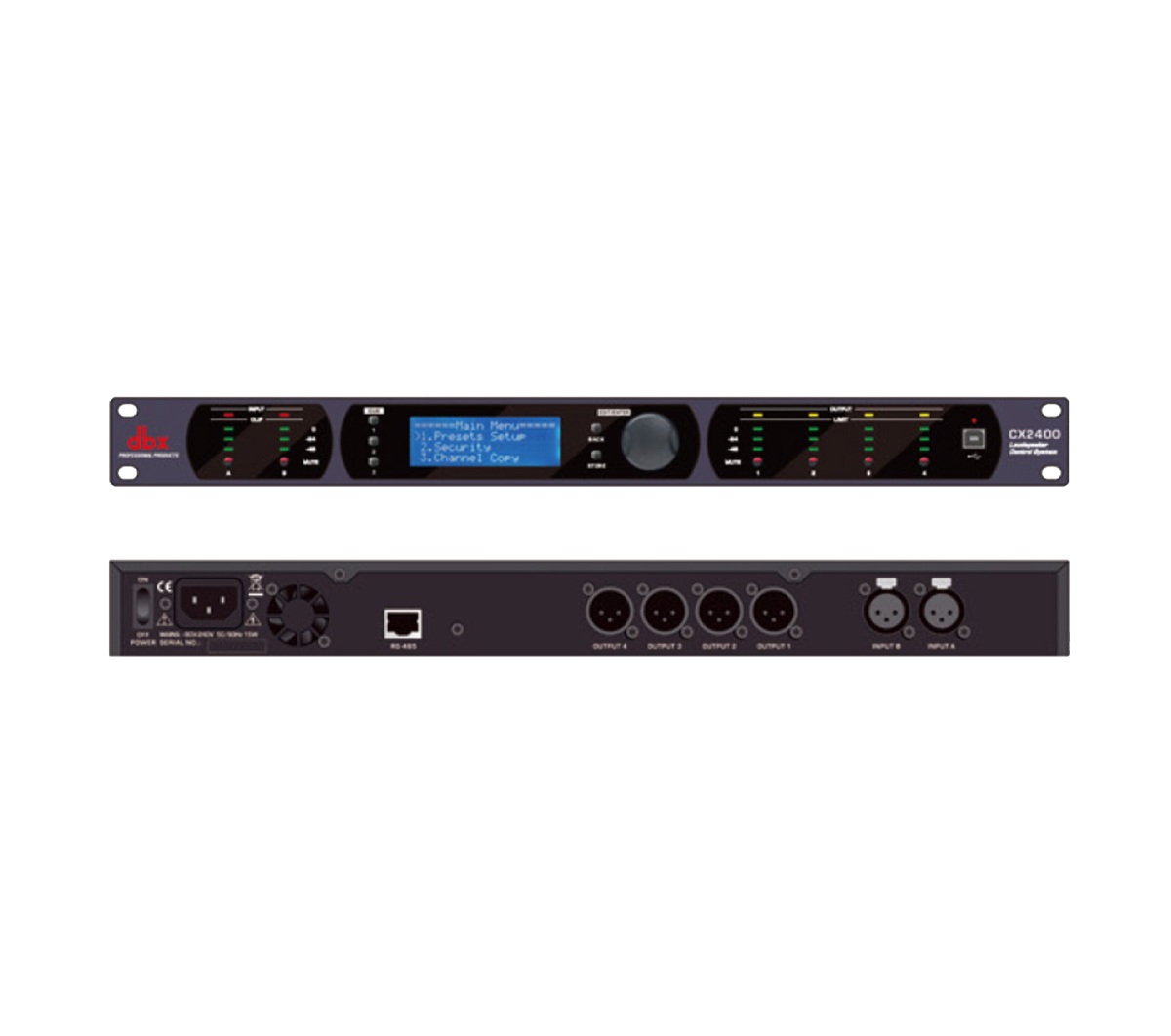 dbx CX2400 2 进 4 出扬声器控制系统｜dbx CX2400 数字音频处理器｜支持 JBL 音箱预设｜徐州音响工程｜江苏志昂音响工程有限公司